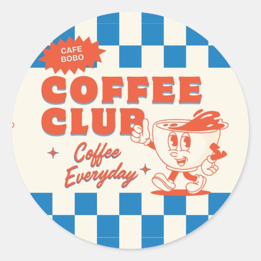 Kaffee Club Round Aufkleber - Bezaubernder Kaffee  (Vorderseite)