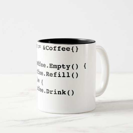 Kaffee-Code in Golang Zweifarbige Tasse (VorderseiteRechts)