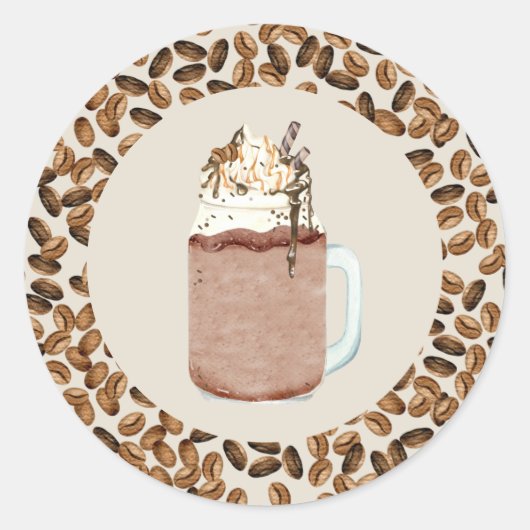 Kaffee Cold Break Kaffeebohnen Mason Jar Klasse Runder Aufkleber (Vorderseite)