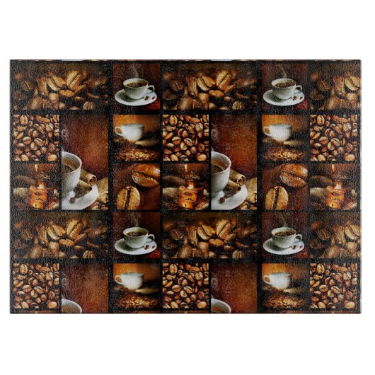 Kaffee-Collage 2 Schneidebrett (Vorderseite)