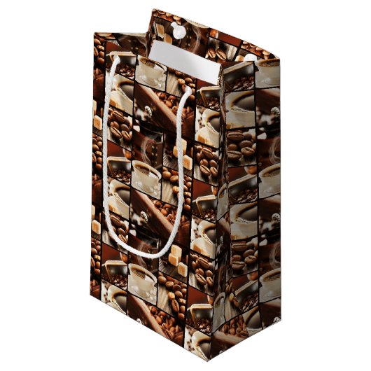 Kaffee-Collage Kleine Geschenktüte (Vorderseite Schrägansicht)