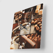 Kaffee-Collage Quadratische Wanduhr (Winkel)
