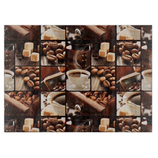Kaffee-Collage Schneidebrett (Vorderseite)