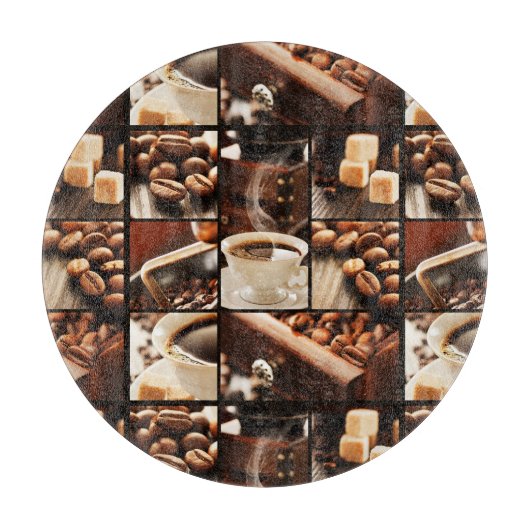 Kaffee-Collage Schneidebrett (Vorderseite)