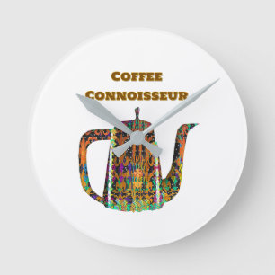 Kaffee-Connaisseur Floral Kaffeekanne Runde Wanduhr
