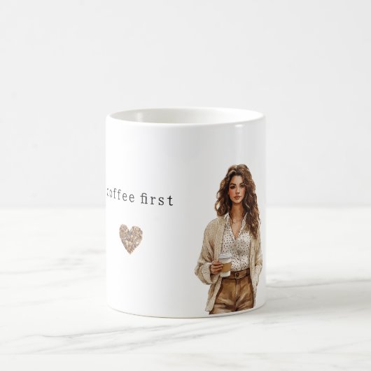Kaffee Creme Braun Pfirsich  Kaffeetasse (Mittel)