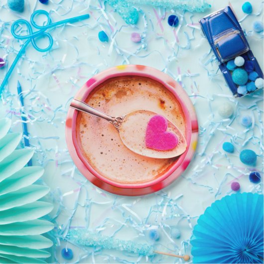 Kaffee-Creme-Kaffeetasse mit rosa Tasse und Untert Pappteller (Party)