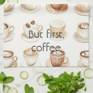 Kaffee Creme Tassen Geschirrtuch