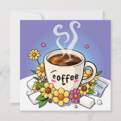 Kaffee, Creme und Blume Whimsical Cartoon (Vorderseite)
