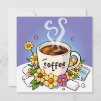 Kaffee, Creme und Blume Whimsical Cartoon