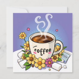 Kaffee, Creme und Blume Whimsical Cartoon