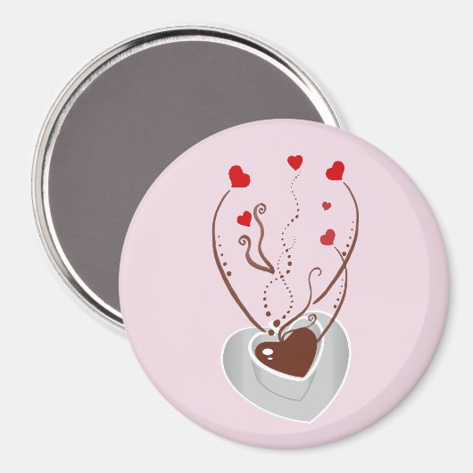 Kaffee-Cup, Arabica-Kaffee, Schwarzer Kaffee, Herz Magnet (Vorderseite/Rückseite)