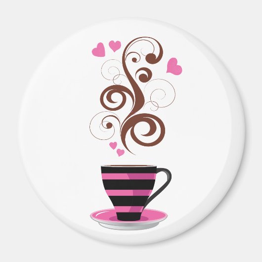 Kaffee-Cup, Arabica-Kaffee, Schwarzer Kaffee, Herz Magnet (Vorne)