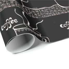 Kaffee Cup Art in Schwarz-Weiß-Umschlagpapier Geschenkpapier