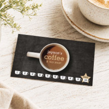 Kaffee-Cup auf Black Wood Coffee Shop Loyalty Card