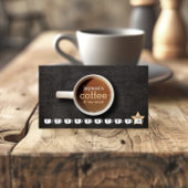 Kaffee-Cup auf Black Wood Coffee Shop Loyalty Card Treuekarte
