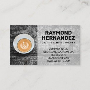 Kaffee-Cup auf dem Vintagen Tisch Visitenkarte