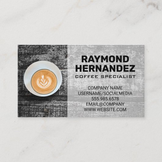 Kaffee-Cup auf dem Vintagen Tisch Visitenkarte (Vorderseite)