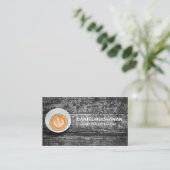 Kaffee-Cup auf Holztisch Visitenkarte (Stehend Vorderseite)