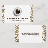 Kaffee-Cup auf Saucer | Top-Ansicht | Kaffeebohnen Visitenkarte (Vorne/Hinten)