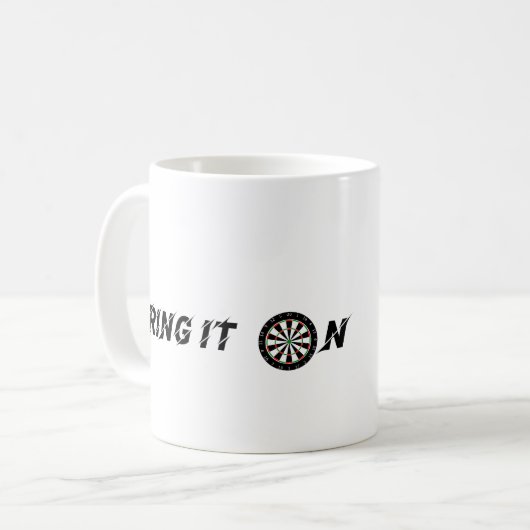Kaffee Cup "Bring it On" Darts Kaffeetasse (Vorderseite Links)