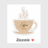 Kaffee Cup & Coffee Time Text mit Herzen Aufkleber (Blatt)
