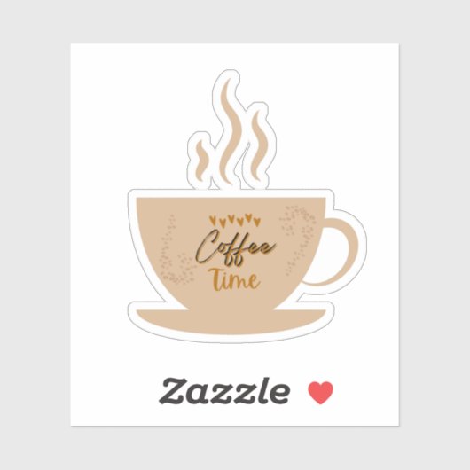 Kaffee Cup & Coffee Time Text mit Herzen Aufkleber (Blatt)