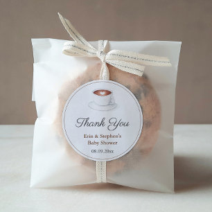 Kaffee-Cup ein Baby Braut Baby-Dusche Danke Runder Aufkleber