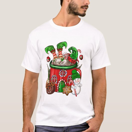 Kaffee Cup Elf Snowman T-Shirt (Vorderseite)