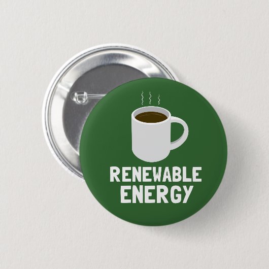 Kaffee-Cup für erneuerbare Energien Button (Vorne & Hinten)