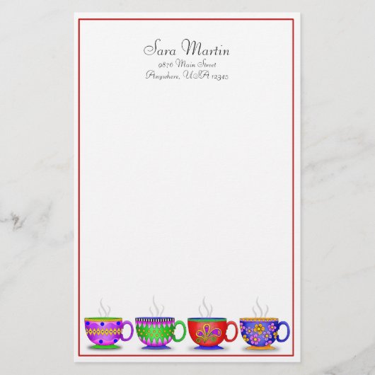 Kaffee-Cup-Geschirr, Briefpapier (Vorderseite)