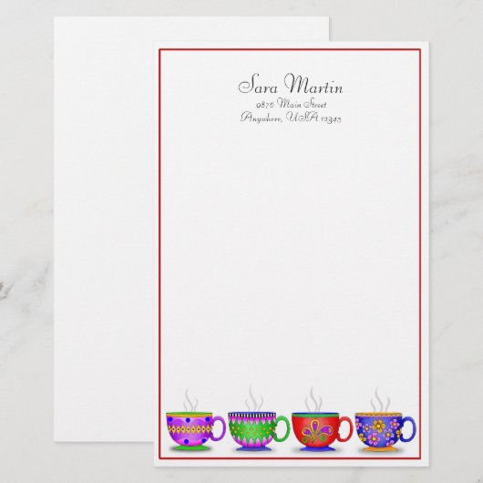 Kaffee-Cup-Geschirr, Briefpapier (Vorne/Hinten)