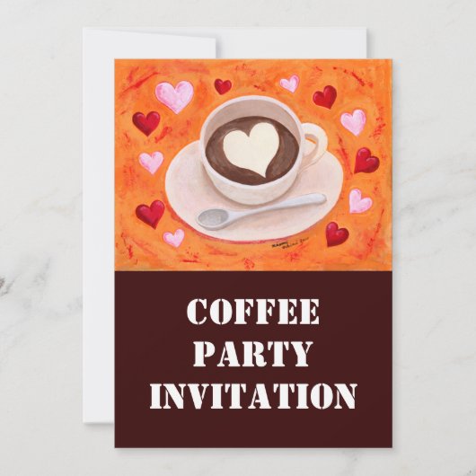 Kaffee-Cup & Herz Einladung (Vorderseite)