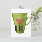 Kaffee-Cup & Herz-Flat Danke Karte (Stehend Vorderseite)