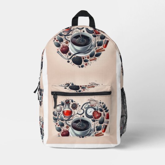 Kaffee-Cup in Herzform Gemütliche Atmosphärentasch Bedruckter Rucksack (Vorderseite)