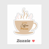 Kaffee Cup & Kaffee bitte Text mit Herzen Aufkleber (Blatt)
