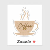 Kaffee-Cup & Kaffee-Text mit Herz-Aufkleber Aufkleber (Blatt)