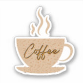 Kaffee-Cup & Kaffee-Text mit Herz-Aufkleber Aufkleber (Vorderseite)