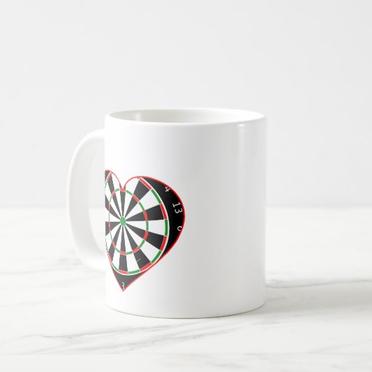 Kaffee Cup Liebe Darts mit Herzdesign Kaffeetasse (Vorderseite Links)