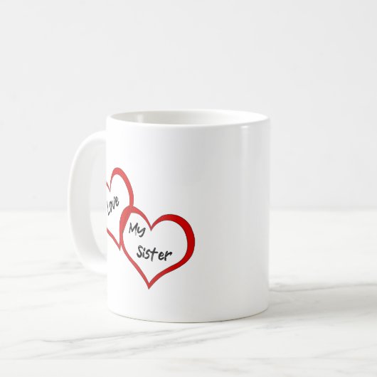 Kaffee-Cup: Liebe meine Schwester Kaffeetasse (Vorderseite Links)