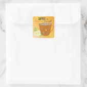 Kaffee-Cup mit Angebot Quadratischer Aufkleber (Tasche)