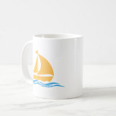 Kaffee-Cup mit Boat- und Wellenmuster Kaffeetasse (Vorderseite Links)