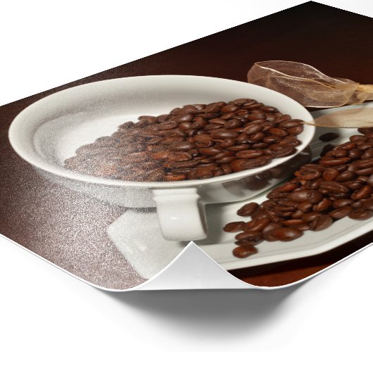 Kaffee-Cup mit Bohnen Fotodruck (Ecke)