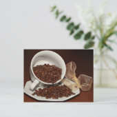 Kaffee-Cup mit Bohnen Postkarte (Stehend Vorderseite)