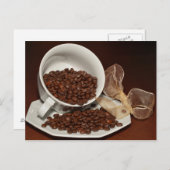 Kaffee-Cup mit Bohnen Postkarte (Vorne/Hinten)