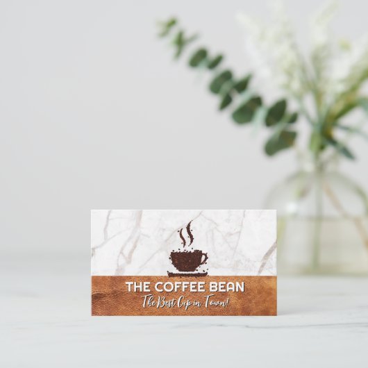 Kaffee-Cup mit Bohnen Visitenkarte (Stehend Vorderseite)