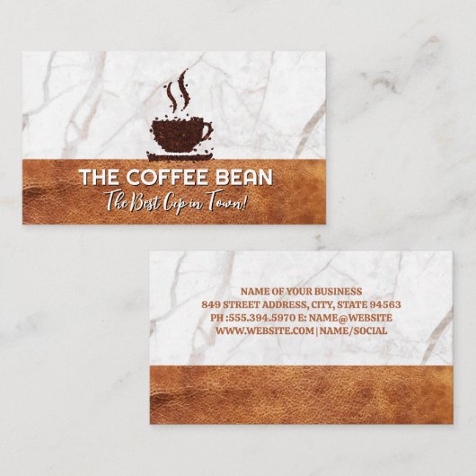 Kaffee-Cup mit Bohnen Visitenkarte (Vorne/Hinten)