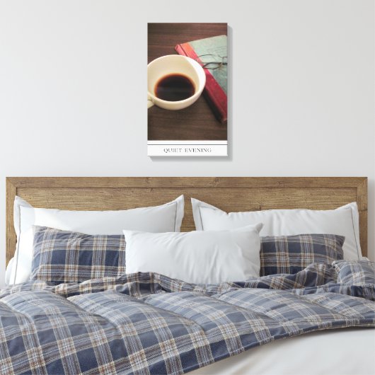 Kaffee-Cup mit Buch auf Leinwand (Insitu (Schlafzimmer))