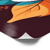 Kaffee-Cup mit farbenfrohen Blätter Poster (Ecke)