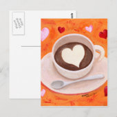 Kaffee-Cup mit Herz Postkarte (Vorne/Hinten)